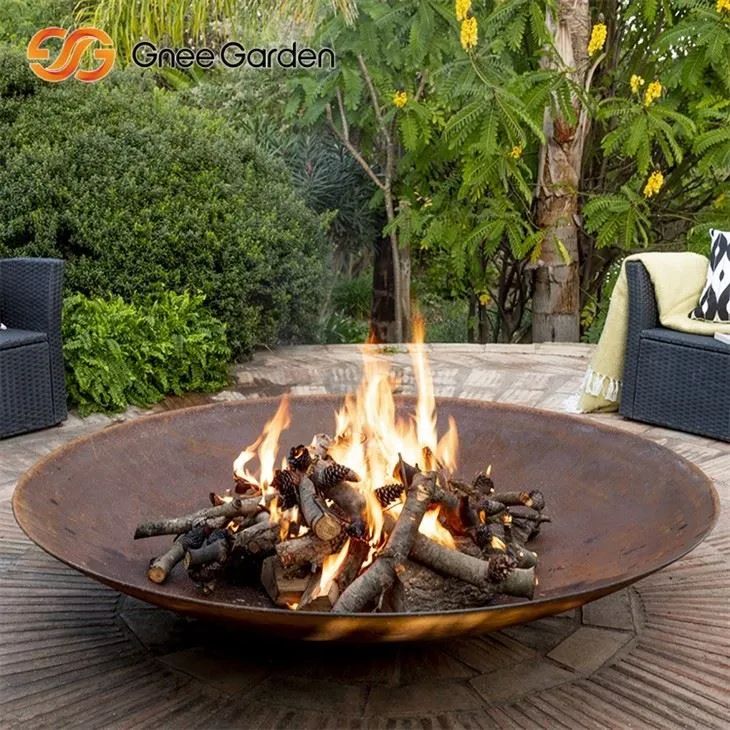 Corten Steel Propane Fire Pit Clean Burning