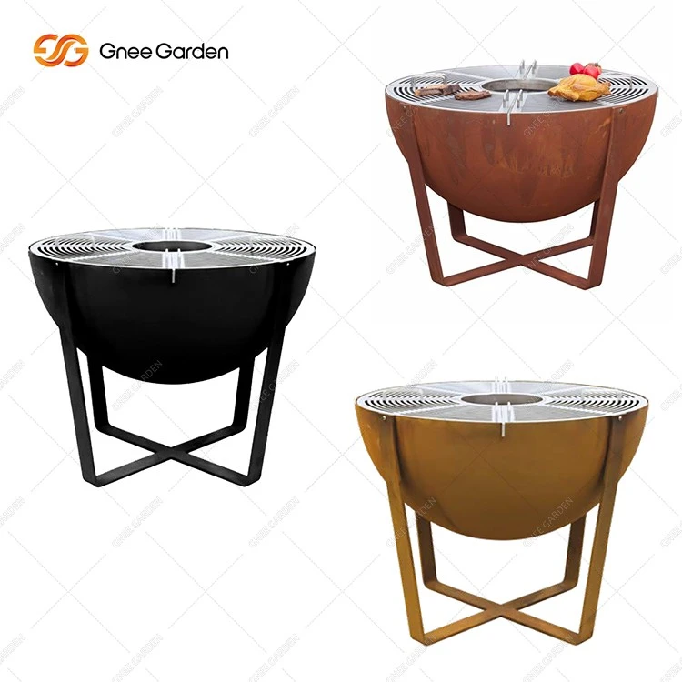 Corten Steel Large Capacity Fire Bowl BBQ Grill for Outdoor Camping