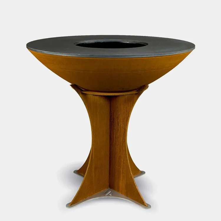 코르텐 스틸 야외용 나무 BBQ 그릴