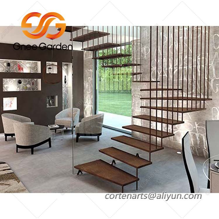 Corten 강철 녹슨 금속 정원 계단