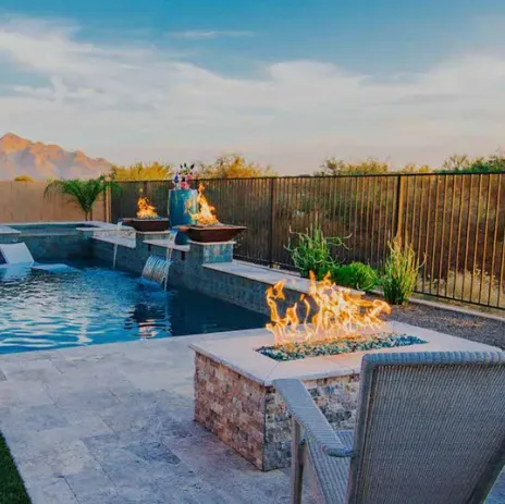 Outdoor Decorative Corten Steel Gas Fire Pit Water Bowl For Swimming Pool