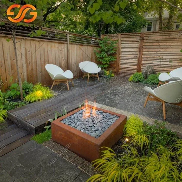 RECTANGULARCORTEN STEEL GAS FIRE PIT