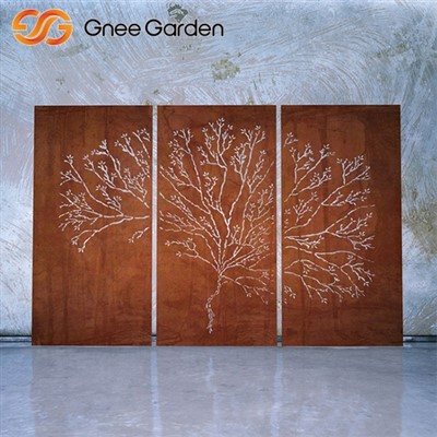 소박한 Corten Laser-Cut Tree Design 야외 장식 화면
