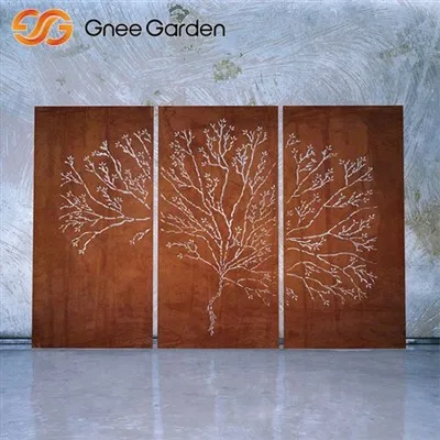 소박한 Corten Laser-Cut Tree Design 야외 장식 화면