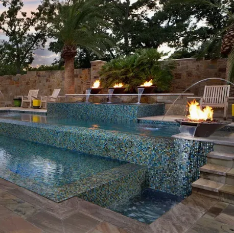 Swimming Pool Square Corten Steel Fire And Water Features